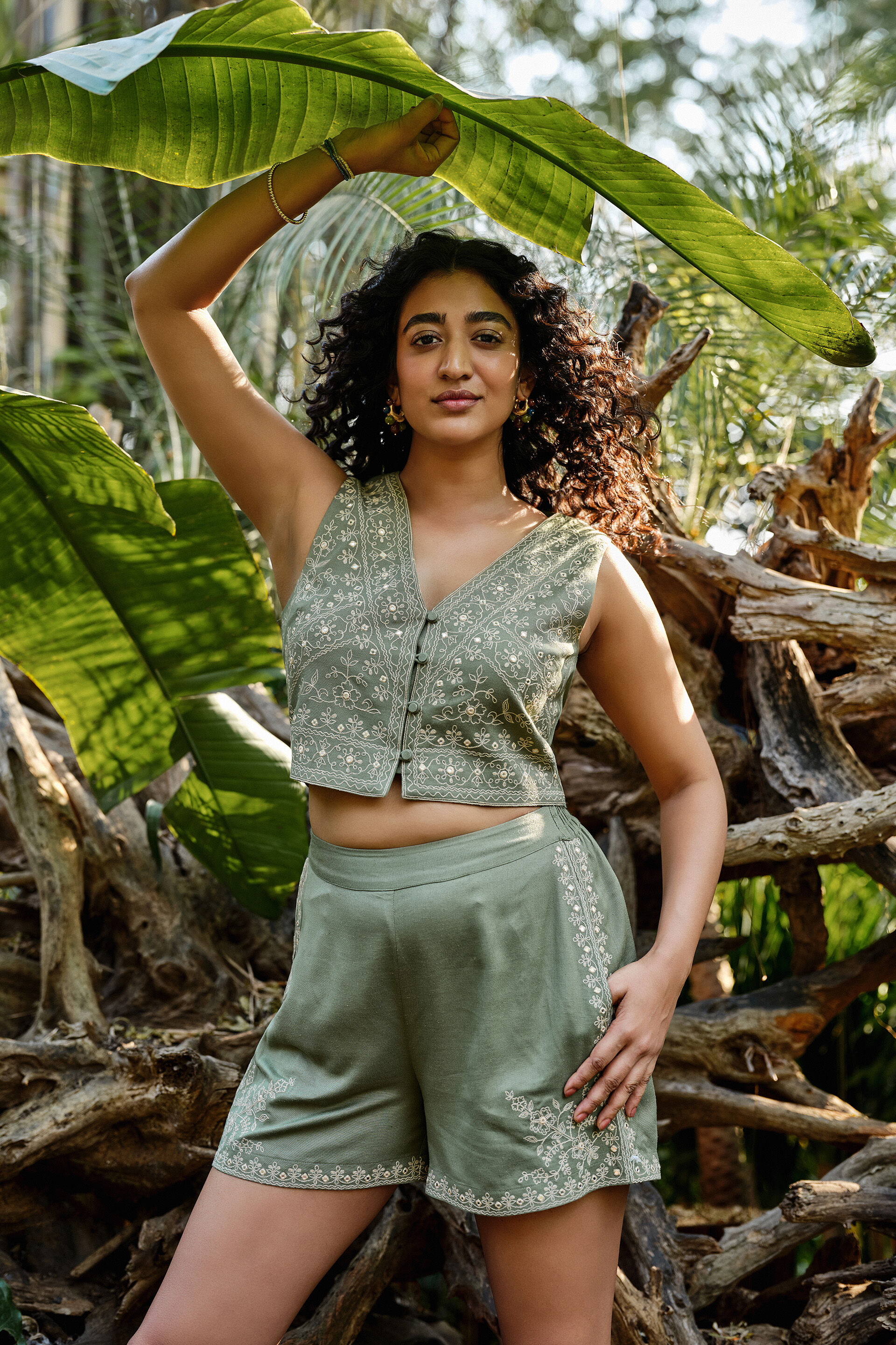 Sage Embroidered Co-ord Set, Green, image 2